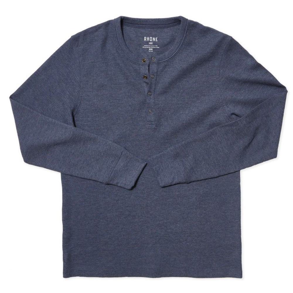 Rhone Blue Waffle Henley - Size Medium